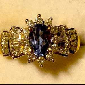 14k Vintage Tanzanite Diamonds Ring